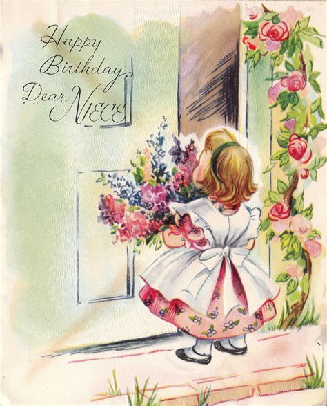 Vintage 1950s Happy Birthday Dear Niece Greetings Card B44