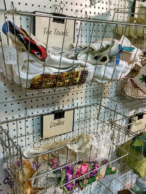 Vintage Freezer Baskets And Binder Clips On Pegboard Are Great Display
