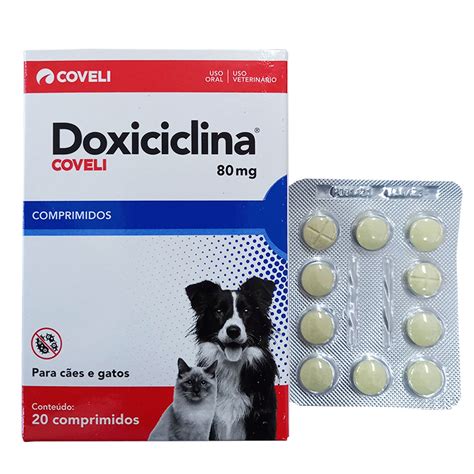 Doxiciclina Antibiótico Para Cãs E Gatos 80mg 20 Comprimidos Coveli