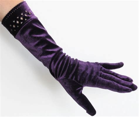 purple velvet gloves with cutwork cuffs etsy canada velvet gloves purple velvet cutwork