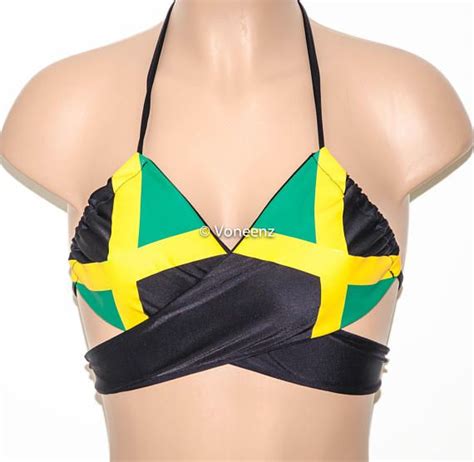 padded jamaican flag wrap around top body wrap around vintage high waisted shorts high waisted