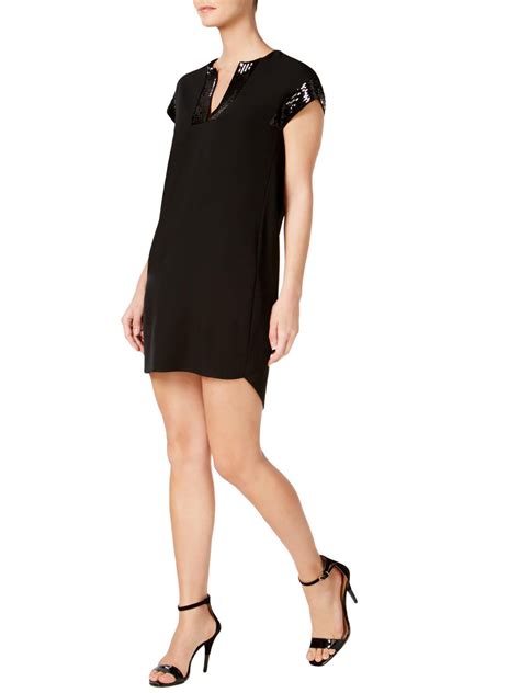 Calvin Klein Size 2 Embellished Trim Shift Dress Black Nyc Moda Boutique