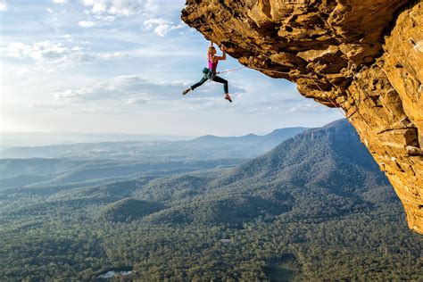 Picture Of A Rock Climber Climbing A Cliff In The Blue Mountains Of Nsw