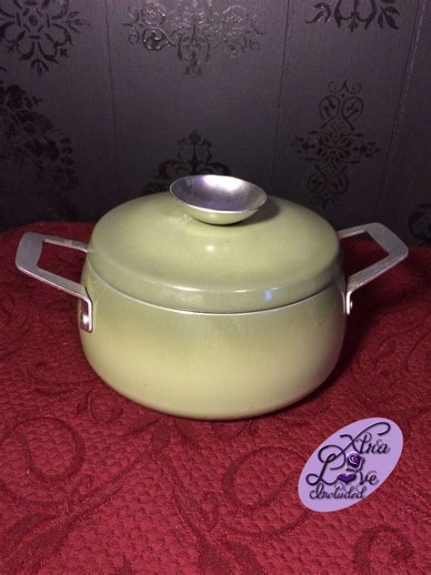 Vintage Regal Ware Quality Aluminum Quart Green Pan With Lid Oven To Table Top Kitchen