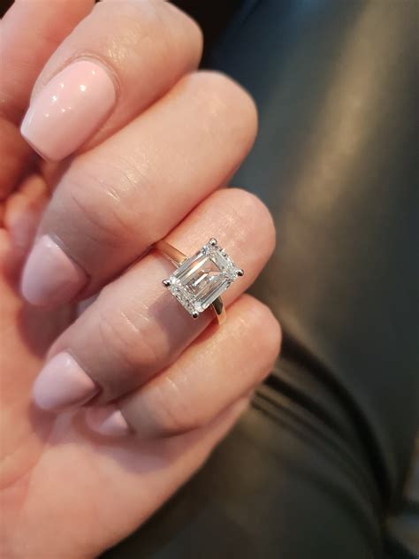 Carat Emerald Cut Lab Created Diamond Engagement Ring Etsy