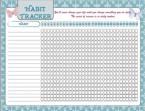 Free Health Printables Food Journals Trackers Resolution Tracker Habit Tracker Exercise