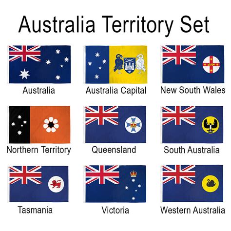 Set Of 9 Australia State And Territory Flags 3x5ft Australian House Flags