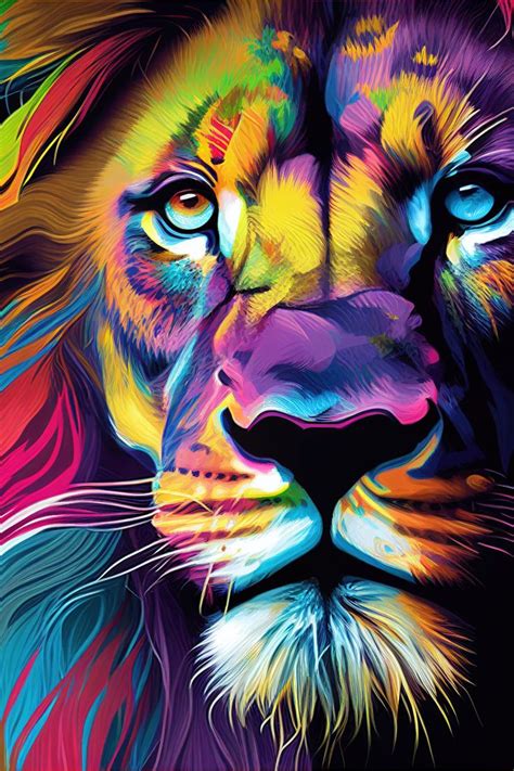 Lion Pop Art Animal Face Poster By Whimsical Animals Displate In
