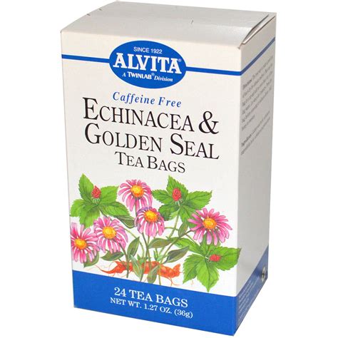Alvita Teas Echinacea And Golden Seal Tea Bags Caffeine Free 24 Tea