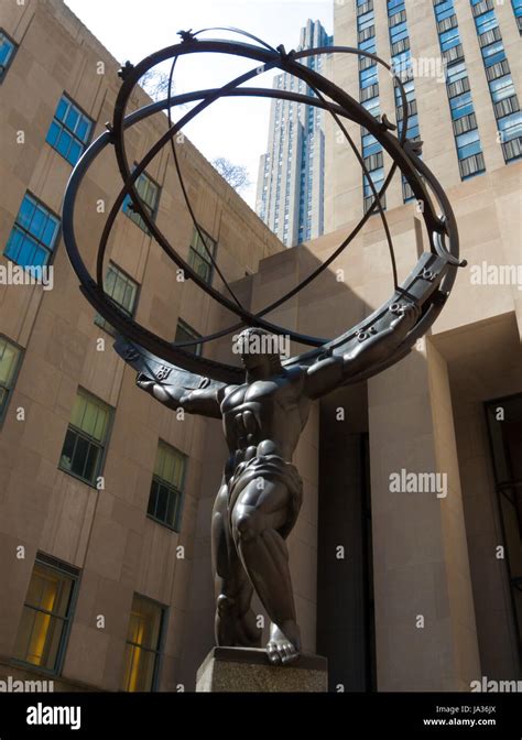 Sculpture Of Atlas Carrying A Globe In Front Of The Rockefeller Center