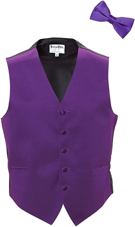 Purple Satin Tuxedo Vest And Bow Tie At Amazon Mens Clothing Store
