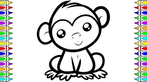 How To Draw Cute Monkey Coloring And Drawing For Kids Youtube