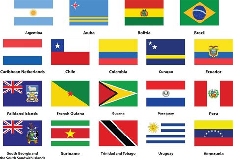 List Of National Flags Of South America 10550232 Vector Art At Vecteezy