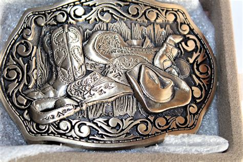 Vintage Solid Brass Western Belt Buckle Western Americana