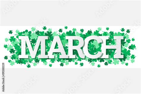 March Single Word With Shamrocks Banner Vector Illustration 1 Stock ...