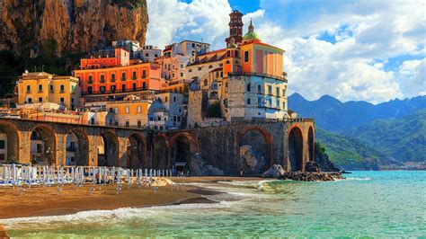 Wallpaper Mountains Sea Italy Architecture Rock Sand Clouds