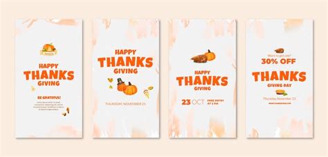 Premium Vector Instagram Stories Collection For Thanksgiving Celebration