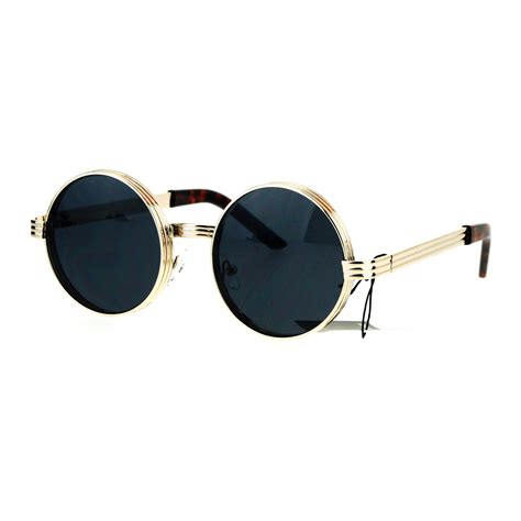 Steampunk Thick Metal Round Circle Lens Vintage Victorian Sunglasses White Gold Walmart Com