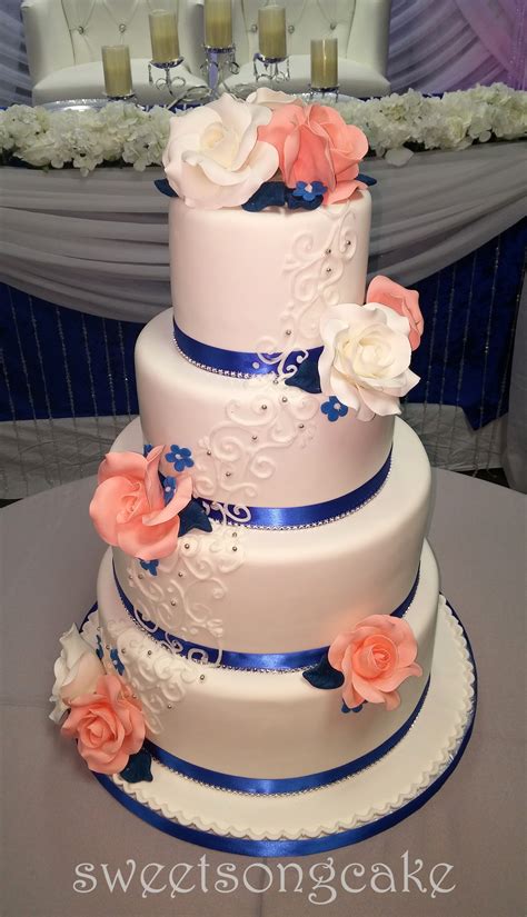 Keluargaberbisnis Navy Blue And Rose Gold Wedding Cake