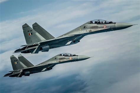 A Pair Of Indian Air Force Sukhoi 30 Mkis In Flight During Exercise