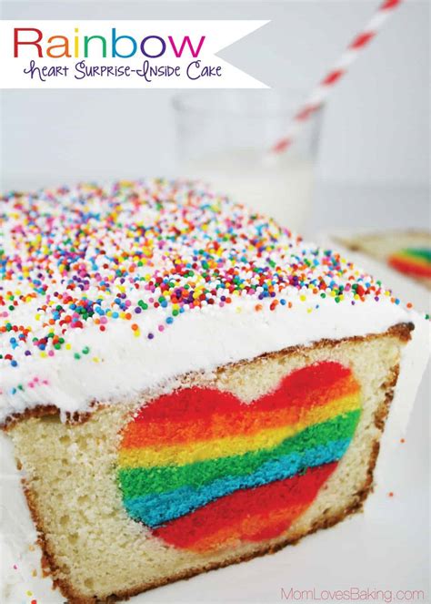 Rainbow Heart Surprise Inside Cake Mom Loves Baking