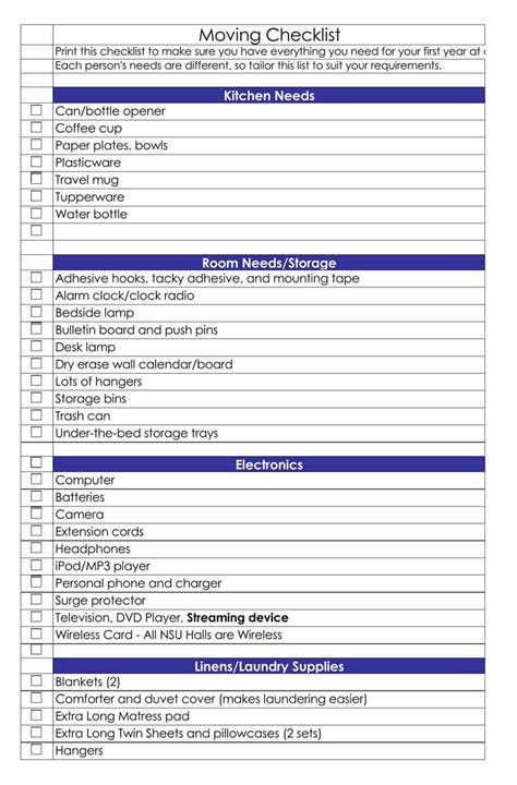 35 Free Moving Checklist Templates