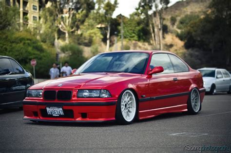 Hellrot Bmw E36 Coupé On Oem Bmw Styling 32 Wheels Bmw E36 Bmw Red