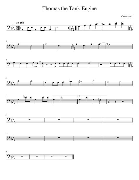 Thomas The Tank Engine Wip Sheet Music For Piano Solo