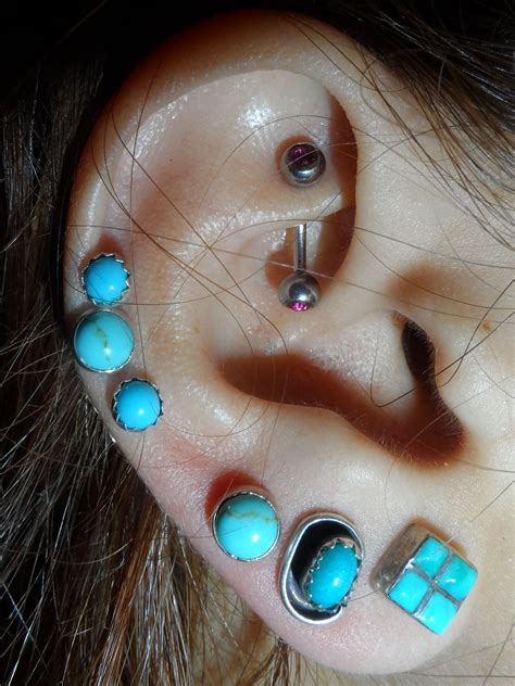 My Piercings All Turquoised Out Turqoise Bleu Turquoise Turquoise