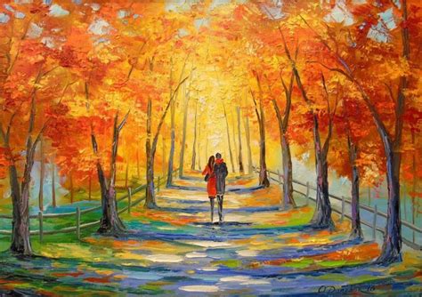 Buy Walk In Autumn Park Oil Painting By Olha Darchuk On Artfinder