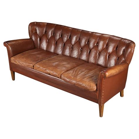 Vintage Brown Leather 2 Seat Sofa At 1stdibs