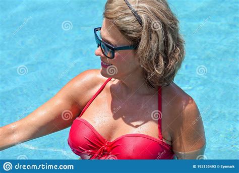 Beautiful Mature Woman In The Swimming Pool Stock Image Image Of Relaxation Idyllic