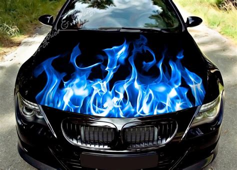blue flame fire car hood wrap car hood decal car hood sticker hood wrap for cars truck hood