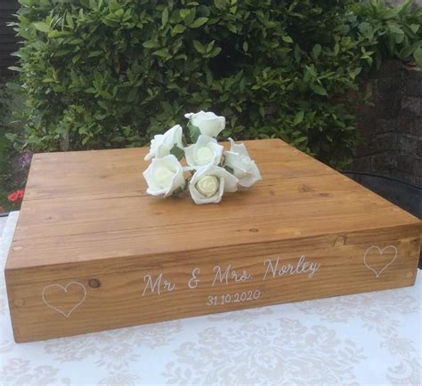 Personalised Rustic Square Wedding Cake Stand White Or Oak Etsy Wood