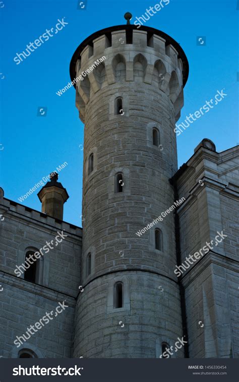 Tall Round Tower European Medieval Castle Stock Photo 1456330454