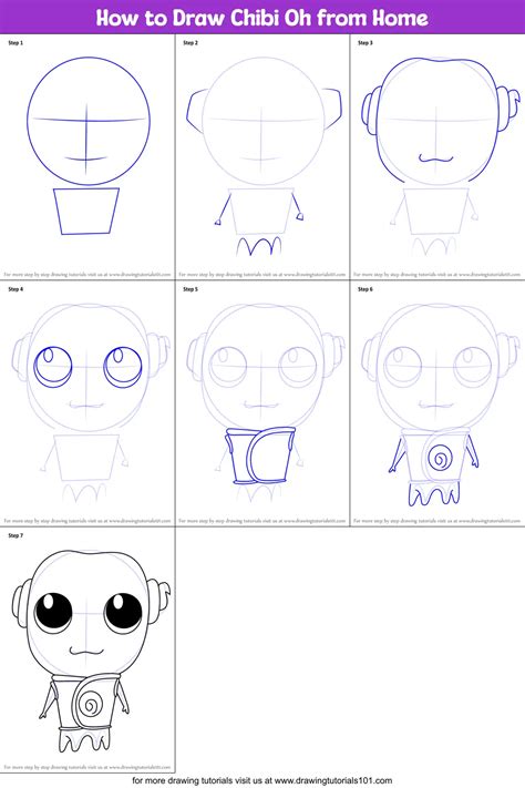 How To Draw Chibi Oh From Home Printable Step By Step Drawing Sheet