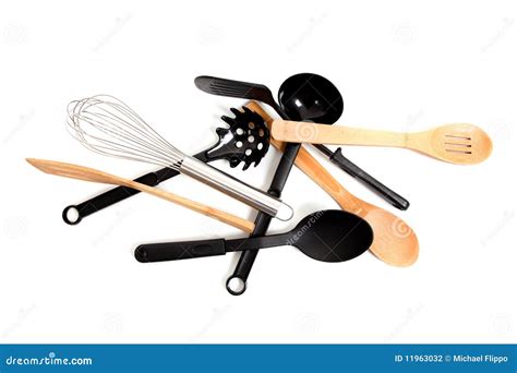 Assorted Kitchen Utensils On A White Background Stock Photo Image Of