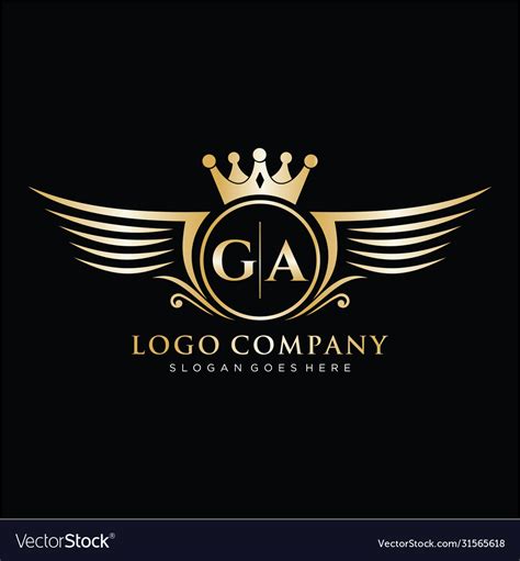 Ga Letter Initial With Royal Wing Logo Template Vector Image