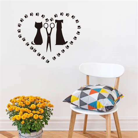 Best Cat And Dog Salon Vinyl Wall Sticker Cat Love Dog Removable Decals