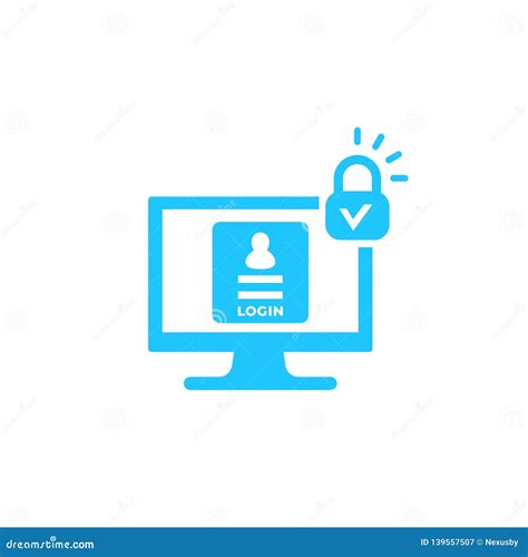 Login, Secure Authentication Vector Icon Stock Vector - Illustration of