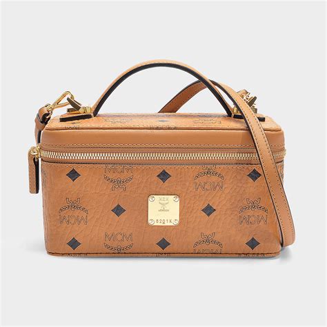 Mcm Rockstar Vanity Case Mini Bag In Cognac Coated Canvas Modesens