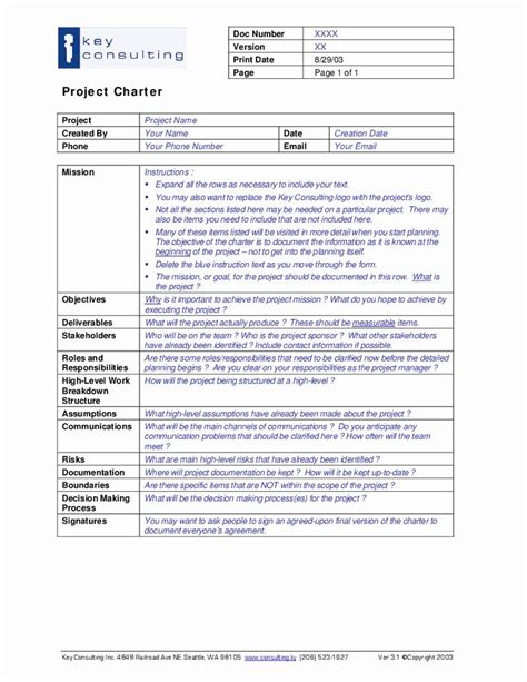 Beautiful Project Charter Template Example In 2020 Project Charter