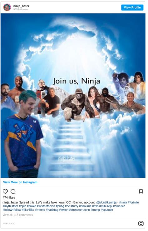 Ninja Hater Screenshot Of Instagram Post Ligma Know Your Meme