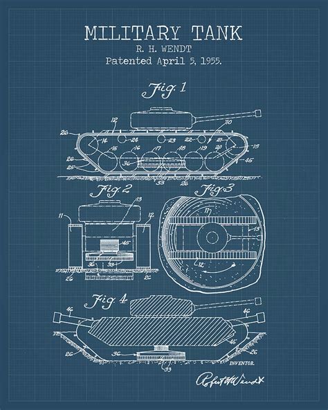 Military Tank Blueprints Digital Art By Dennson Creative Pixels