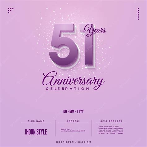 Premium Vector 51st Anniversary In Lavender Color Concept