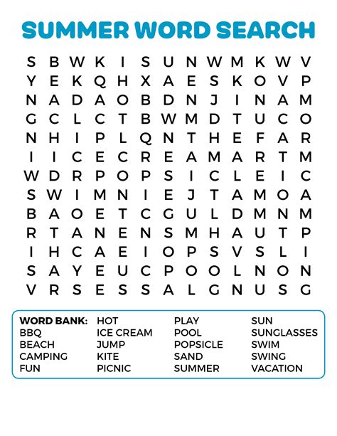 Summer Word Search Puzzles Printable Word Search Printable Free For