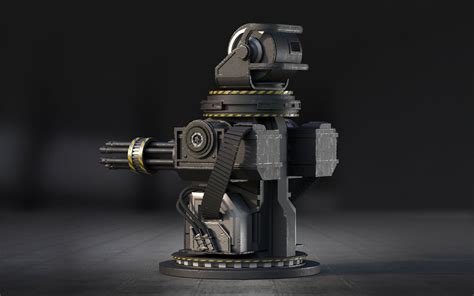 3d Model Automatic Turret Vr Ar Low Poly Cgtrader