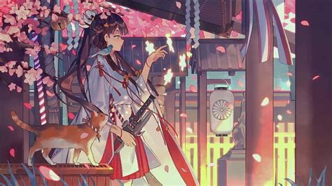 Anime Girl Kimono Cherry Blossom Live Hd Wallpaper Pxfuel