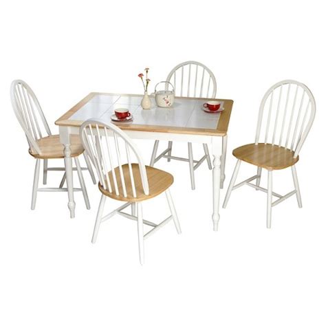 5 out of 5 stars. Tara Tile Top Dining Set White/Natural 5 Piece - TMS : Target