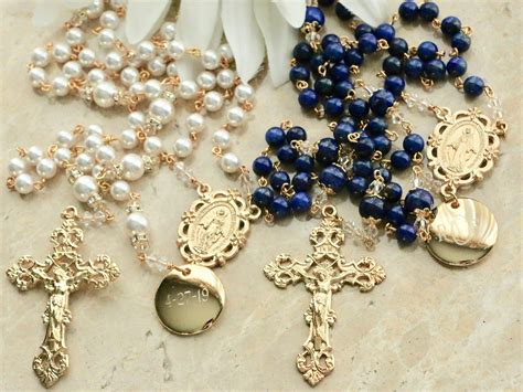 Catholic Wedding Rosary Set In Gold